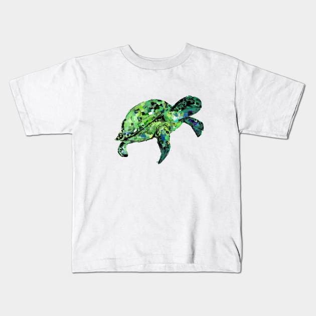 Abstract Green Turtle Kids T-Shirt by ZeichenbloQ